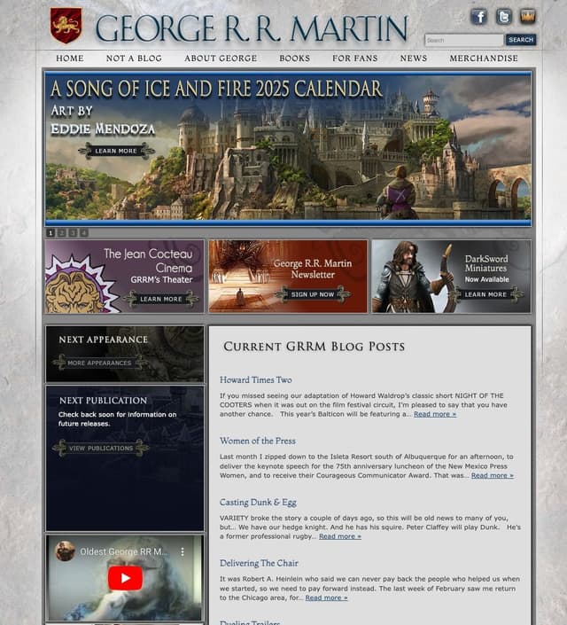 I reviewed George RR Martin's website to help authors understand how to create a great author website