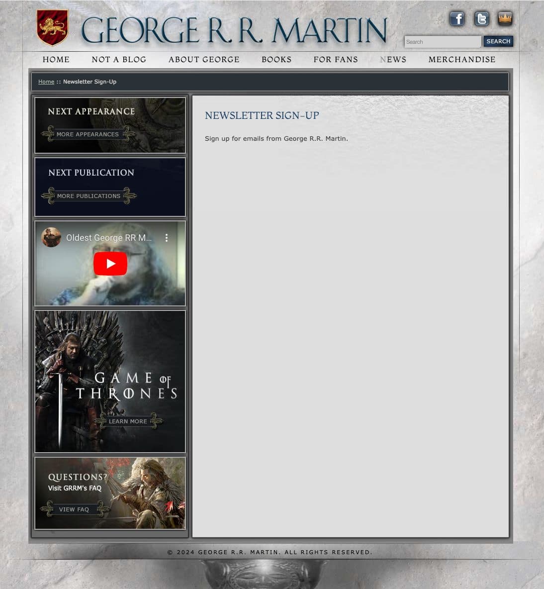 Image of screenshot of newsletter page